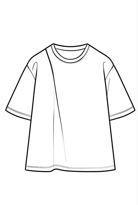 T Shirt Design Sketch, Tshirt Sketch, T Shirt Sketch, Fashion Portfolio Layout, Clothing Templates, Shirt Sketch, Flat Drawings, Fashion Design Drawing, Fashion Design Template