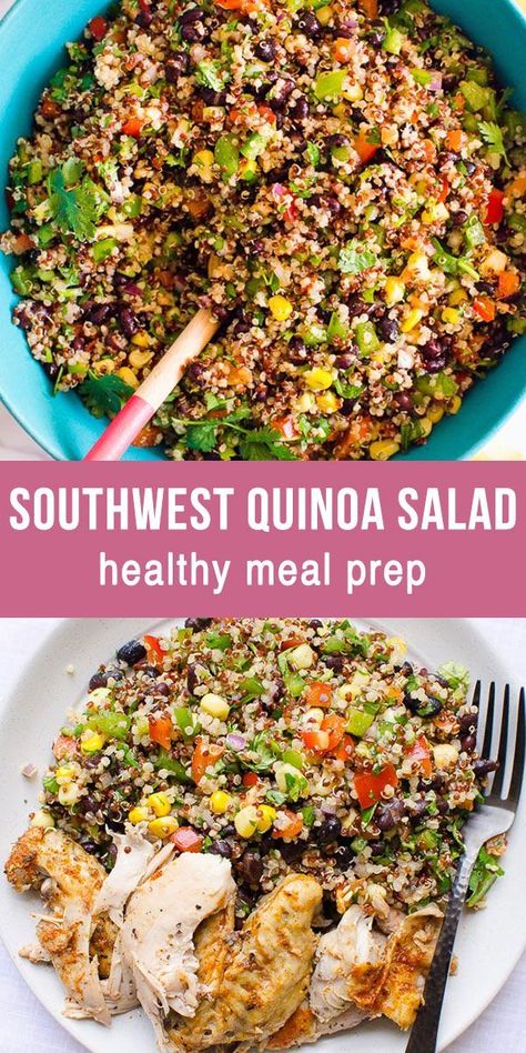 Quinoa Recipes Dinner, Southwest Quinoa, Southwest Quinoa Salad, Recipe Quinoa, Healthy Family Recipes, Southwest Recipes, Quinoa Recipes Healthy, Meal Prep Lunch, Prep Lunch