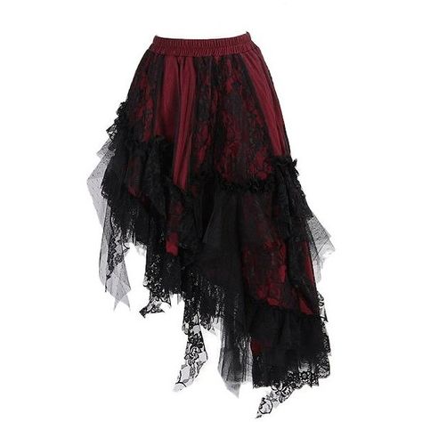 Red Lace Skirt, Red Floral Skirt, Goth Skirt, Gonna In Tulle, Gothic Skirt, Gothic Skirts, Gothic Clothes, Gothic Rock, فستان سهرة