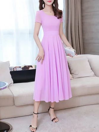 Women Dresses Casual Summer, White Women Dresses, Solid Dress Casual, Solid Midi Dress, Frock For Women, Casual Short Sleeve Dress, Long Cocktail Dress, Elegant Midi Dresses, Dresses Formal Elegant