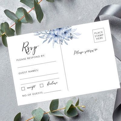 Koyal Wholesale Wedding Dusty 0.2 H x 4.0 W x 6.0 D in Paper in White | 0.2" H X 4" W X 6" D | Wayfair Wedding Dusty Blue, Formal Invitations, Editable Birthday Cards, Online Invitation Card, Free Wedding Cards, Wedding Invitation Fonts, Wholesale Roses, Wedding Response Cards, Wedding Rsvp Cards