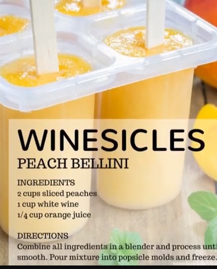 Wine Popsicles, Adult Popsicles, Boozy Ice Pops, Boozy Popsicles, Boozy Chocolate, Boozy Desserts, Peach Bellini, Wine Desserts, Popsicle Recipes