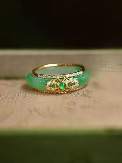 Stone Jewellery, Zirconia Rings, Single Ring, Jade Ring, Jade Jewelry, Jade Stone, Green Jade, Flower Ring, Jade Green