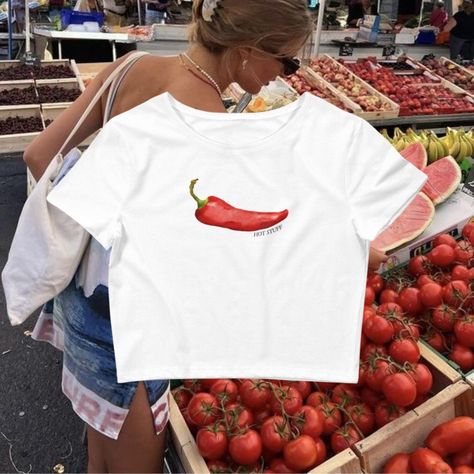 Hot Stuff Chilli Pepper Shirt Baby Tee, Chilli Pepper, 90s Baby Tee, Chilli Gift, Y2k Graphic Baby Tee, Coquette Baby Tee, Gifts for her Sweat Suits Outfits, Graphic Baby Tee, Baby Crop Top, Baby Graphic Tees, 90s Baby, Chilli Pepper, Alternative Outfits, Custom Tees, Cute Simple Outfits