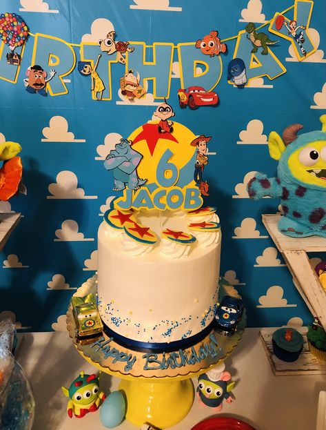 Pixar Birthday Cake, Pixar Themed Birthday Party, Pixar Birthday, Pixar Fest, Pixar Party Ideas, Disney Birthday Party Boy, Pixar Theme Birthday Party, Pixar Birthday Party, Pixar Birthday Party Ideas