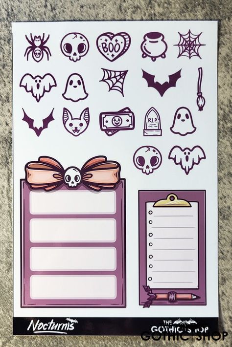 Gothic Halloween planner stickers. A5 sheet of glossy vinyl stickers. Perfect for adding a spooky touch to your planner, notebook or gift. #gothic #halloween #planner . #Halloween_Planner #Gothic_Themes #Gothic_Shop #Bird_Cage_Decor Halloween Planner Stickers, Halloween Planner, Cute Scrapbooks, Bird Cage Decor, Cricut Halloween, Stickers Sheet, Planner Sheets, Scrapbooking Cards, Gothic Halloween