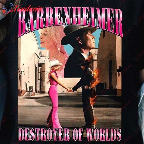 World Destroyer Barbenheimer Shirt Barbie Vs Oppenheimer, Margot Robbie & Cillian Murphy Design https://teedenis.com/product/world-destroyer-barbenheimer-shirt-barbie-vs-oppenheimer-margot-robbie-cillian-murphy-design/ Oppenheimer Cillian Murphy, Barbenheimer Shirt, Destroyer Of Worlds, Cillian Murphy, Margot Robbie, Desi, Classic T Shirts, Couture, T Shirt