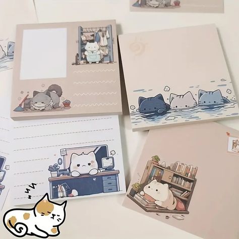 Comic Cat Sticky Notes Cute Cartoon Sticky Notes Paper Like - Temu Cat Sticky Notes, Buku Diy, Romantic Comics, Diy Journal Books, Söt Katt, Japanese Cat, Cute Posts, Paper Supplies, Diy Notebook