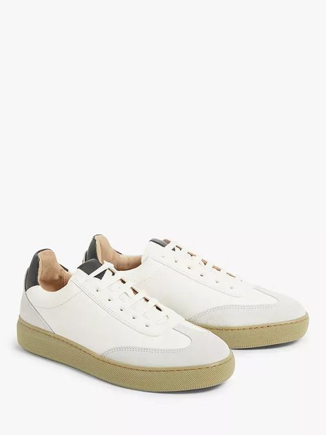 John Lewis Fern Leather Trainers, White at John Lewis & Partners Men Trainers, Long Leather Boots, Adidas Superstar Women, Leather Biker Boots, Lace Up Espadrilles, Jordan Outfits, Leather Brogues, Trainers Fashion, Leather Trainers