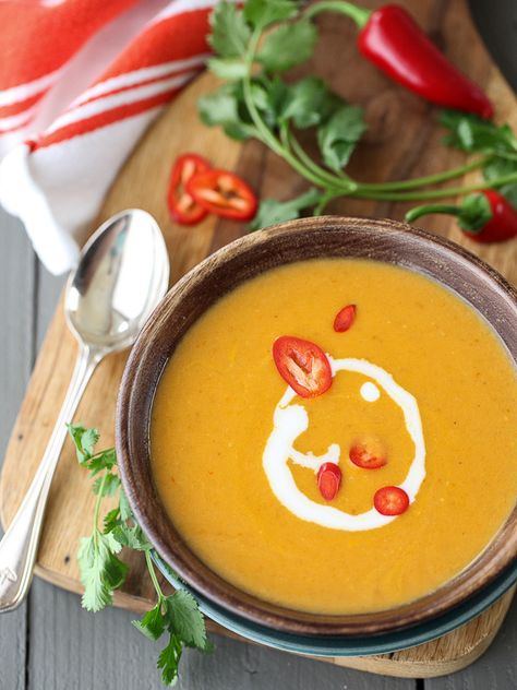 Thai Pumpkin Soup, Fall Soup, Pumpkin Soup Recipe, Foodie Crush, Impressive Recipes, Bowl Of Soup, Pumpkin Soup, 5 Ingredient, Easy Fall