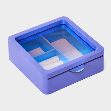 Jewelry Making Storage, Funky Rooms, Purple Gifts, Accessories Packaging, Large Jewelry Box, Glass Jewelry Box, Apt Ideas, Purple Gift, Retro Accessories