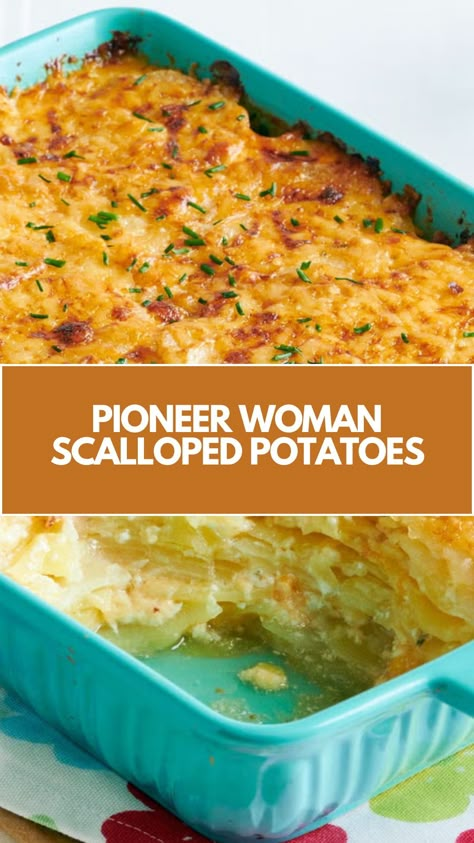 This easy Pioneer Woman Scalloped Potatoes recipe is a creamy and comforting side dish perfect for any meal. Made with simple ingredients like Yukon Gold potatoes, heavy cream, and cheddar cheese, it’s quick to prepare and baked to golden perfection. Customize it with herbs or cheese for added flavor! Creamy Rosemary Potatoes Pioneer Woman, Pioneer Woman Potato Recipes, Pioneer Woman Crock Pot Scalloped Potatoes, Ree Drummond Scalloped Potatoes, Cheddar Cheese Scalloped Potatoes, Pioneer Woman Scalloped Potatoes And Ham, Pioneer Woman Potatoes Au Gratin, Creamy Scalloped Potatoes Recipe, Potatoes Au Gratin Pioneer Woman