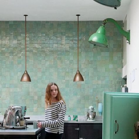 536 likes, 4 comments - zia_tile on October 3, 2018: "This renovated dairy is now inhabited by both adorable children AND shimmering Tidepool zellige �..." Zia Tile, Moroccan Zellige, Tide Pool, Tide Pools, Bathroom Renovations, Kitchen Interior, Dairy, Pendant Light, Tile