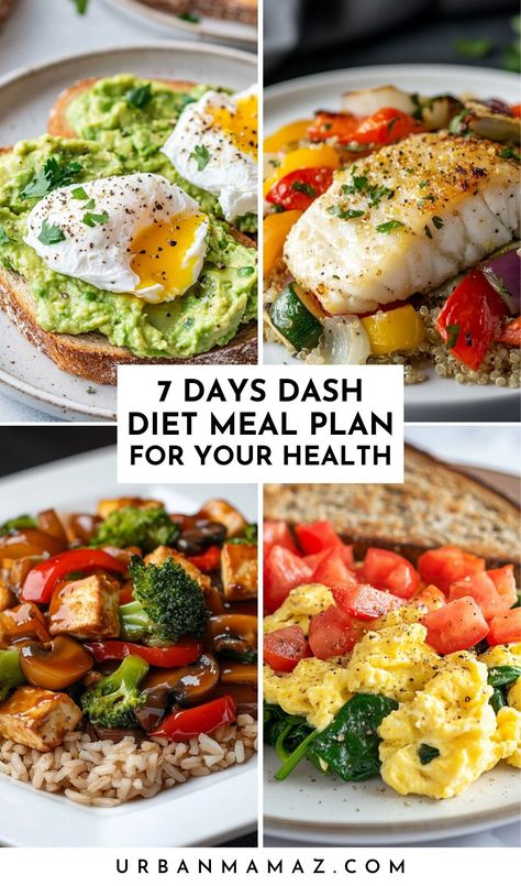 Looking for a DASH diet meal plan to improve your health? Check out this 7 days DASH diet meal plan! 2 Weeks Diet Plan, Eating Healthy Meal Plan, Ada Diet Meal Plan, The Dash Diet Meal Plan, Dash Diet Dinner Ideas, The Mind Diet Meal Plan, Dash Diet Grocery List, Easy Dash Diet Dinner Recipes, Bp Diet Plan