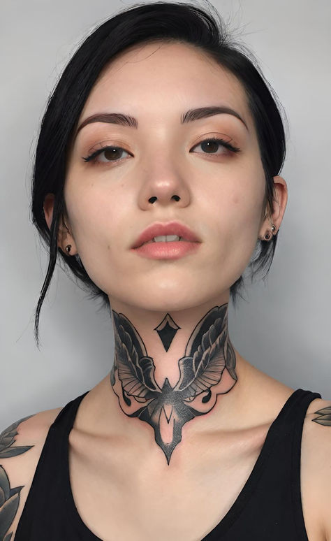 Star Throat Tattoo, Throat Tattoos Women Simple, Female Throat Tattoo, Throat Tattoo, Tattoo Styles, Tattoos For Women, Tattoos, Pins, Quick Saves