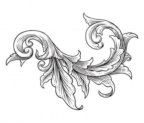 Download free Realistic hand drawn baroque vintage flowers vector | Freepik Border Tattoo, Baroque Tattoo, Filigree Tattoo, Vintage Clipart, Victorian Frame, Baroque Frames, Ornament Drawing, Baroque Ornament, Baroque Art