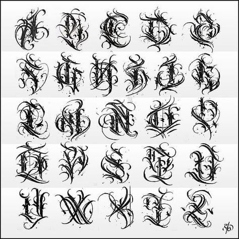 Dark Lettering Tattoo, Tattoo Alphabet, Best Tattoo Fonts, Old English Alphabet, Dark Lettering, Tattoo Lettering Alphabet, Gothic Alphabet, Tattoo Fonts Alphabet, Graffiti Lettering Alphabet