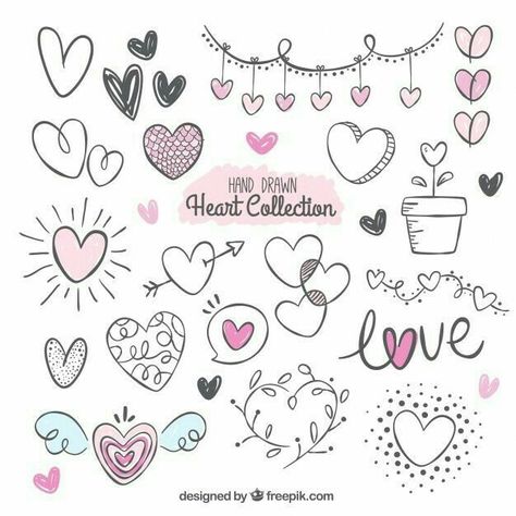 Cute Heart Drawings Doodles, Heart Doodle Aesthetic, Doodle Art Heart, February Doodles, Doodles Heart, Valentines Doodles, Heart Doodles, Doodle Hearts, Valentine Doodle