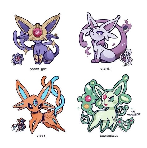 Pokemon Mix, Eevee Cute, Pokemon Eevee Evolutions, Pokemon Fusion Art, Pokemon Breeds, Pokemon Eeveelutions, Fusion Art, Pokemon Oc, Eevee Evolutions