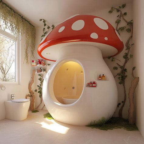 Meet the Mushroom Toilet: a playful yet practical addition to your bathroom. With its whimsical mushroom shape and sleek, durable ceramic build, it combines unique design with comfort and efficiency. Enjoy a touch of fun in your space with this charming and functional toilet. Conceptual AI Art Follow @ecosapiens for more! Mushroom Bathroom, Nature Furniture, The Mushroom, Furniture Inspiration, Bathroom Ideas, Unique Design, Stuffed Mushrooms, Unique Designs, Sleek