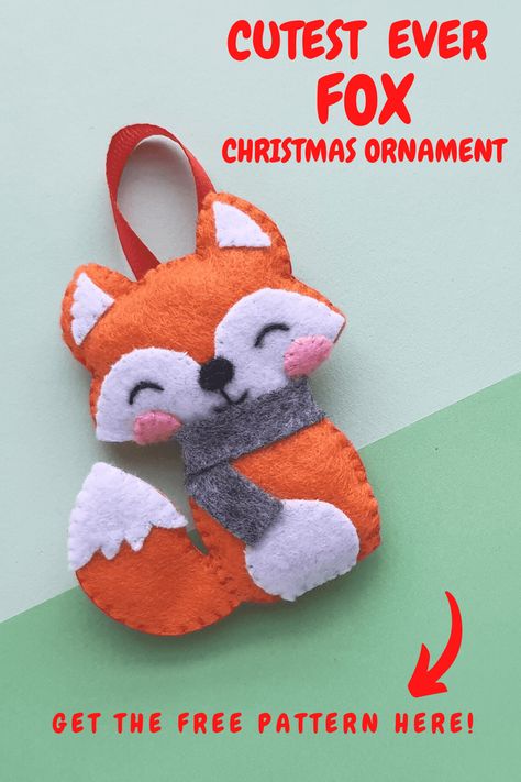 Felt Fox Christmas Ornament Craft. This cute little felt fox ornament is a fun Christmas craft to create this holiday season. Felt Ornaments Patterns Templates, Fox Craft, Felt Birds Ornaments, Fox Crafts, Felt Ornaments Patterns, Fox Ornaments, Fall Decor Diy Crafts, Felt Animal Patterns, Animal Ornaments