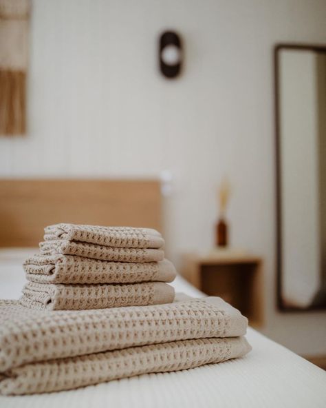 Onsen® on Instagram: “The Bath Towel Set in oatmeal (x2) // @thelofthouseco” Waffle Towels, Towels For Bathroom, Luxury Towels, Bath Towel Sets, Bathroom Essentials, Our Story, Bathroom Towels, Bath Towel, Towel Set