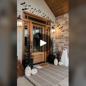 2.2M views · 52K reactions | Halloween porch decor!👻👻 Comment PORCH and I’ll send you links to everything I used!! This is my first time ever doing a Halloween porch. I usually only do fall but my kids wanted me to Halloween so I did.👻👻 My youngest specifically requested I do some bats. lol🦇🦇I tried to keep it semi simple while still being festive for Halloween!👻👻 #falldecorations #diyfalldecor #falldecor #falldecoratingideas #fallhomedecor #falldecorating #falldecoration #halloweendecoration #halloweendecor #halloweeniscoming #spookyseason👻 #diyfall #fallporch  #porchdecor  #halloweenporch | Our Winton home | The Citizens of Halloween · This Is Halloween (From "The Nightmare Before Christmas" Soundtrack) Halloween Porch Decor, Porch Halloween, Stone Porches, Great Pumpkin Charlie Brown, Porch Fireplace, European Cottage, Halloween Countdown, Halloween Porch Decorations, Halloween Front Porch