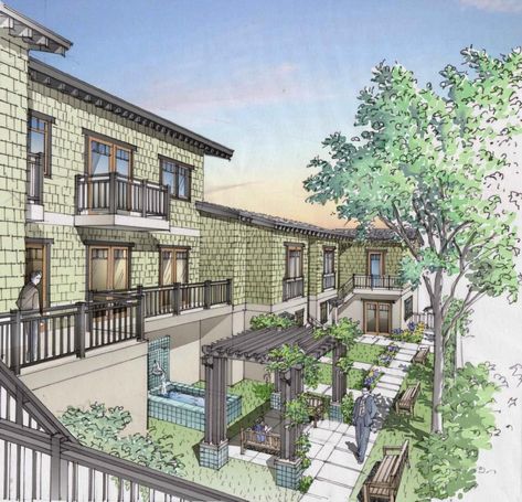 Craftsman apartment building planned in Pasadena | Urbanize LA Craftsman Apartment, Craftsman Style House, Commercial Building, Building Plan, City Design, Craftsman Style, Apartment Building, New Construction, Concept Design