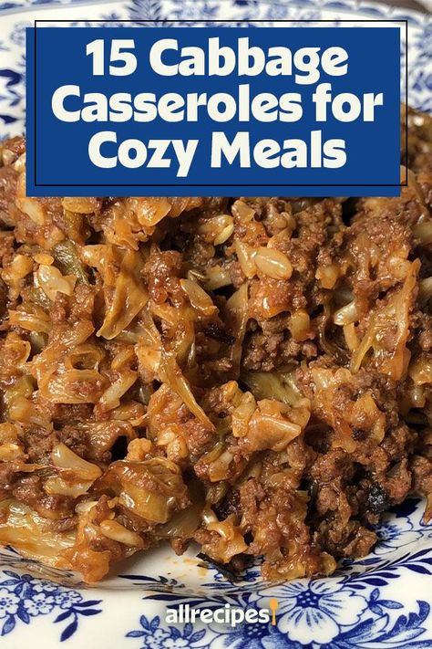 Looking for the best cabbage recipes? Try cooking these quick and easy cabbage casseroles! From cabbage roll casserole to pork chop and cabbage casserole, you will love baking these casserole recipes for an easy side dish or easy dinner! Easy Cabbage Dinner Recipes, Supper Ideas With Cabbage, Cabbage Pie Casserole, Chicken And Cabbage Casserole Recipes, Creamed Cabbage Ground Beef Casserole, One Pot Cabbage Casserole, Unrolled Cabbage Casserole, Casseroles With Cabbage, Red Cabbage Casserole Recipes