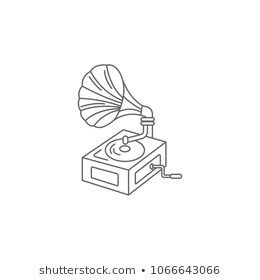 Gramaphone Oldschool Tattoo, Gramophone Drawing Simple, Record Drawing Simple, Record Player Tattoo Simple, Record Tattoo Vinyl, Gramophone Drawing, Turntable Tattoo, Record Player Tattoo, Gramophone Tattoo