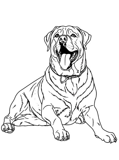 Rottweiler - Lol Coloring Pages Rottweiler Outline Drawing, Rottweiler Outline, Rottweiler Drawing, Rottweiler Tattoo, Tractor Coloring Pages, Lol Coloring Pages, Lol Coloring, Rottweiler Puppy, Puppy Coloring Pages