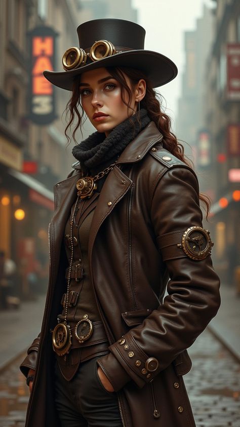 Visit our Channel for all type of Fantasy. linktr.ee/FantasyWorldsUnited #Fantasy #Fantasyart #steampunk #art #character Steampunk Western Wild West, Steampunk Cowboy, Fantasy Art Style, Steampunk Western, Steampunk Clockwork, Steampunk Woman, Picture Writing, Steampunk Aesthetic, Steampunk Costumes