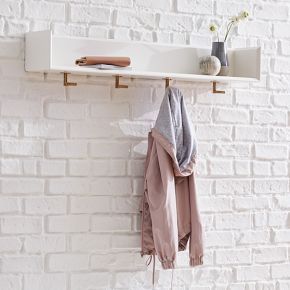 Nolan Wall Shelf with Hooks Entry Way Wall Shelf With Hooks, Floating Shelves With Hooks Bedroom, Entryway Floating Shelves, Coat Hook Shelf, Ideas Entryway, Wall Shelf With Hooks, Modern Wall Hooks, Entryway Hooks, Coat Rack With Storage