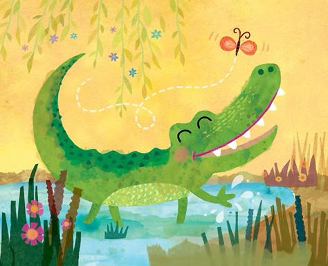 croc art, by Betsy Snyder Crocodile Illustration, October Art, Story Books Illustrations, 동화 삽화, Sea Life Art, Paper Collage Art, Book Illustration Art, Advocate Art, Happy Paintings