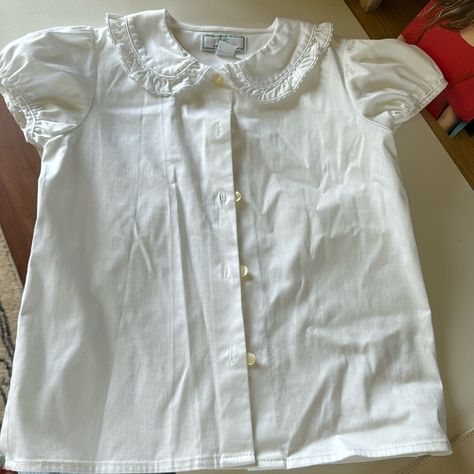 Mint Condition No Returns Collared Shirt Pattern, White Button Up Shirt Outfit, White Button Up Outfit, White Vintage Shirt, Frilly Shirt, Collared Blouse, Girls Shirt, Easy Trendy Outfits, Ruffle Shirt