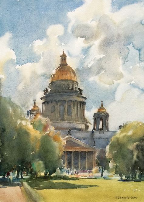 En Plein Air Painting, Drawing Eyes, Watercolor Architecture, Watercolor Landscape Paintings, Plein Air Paintings, Gouache Painting, Art Watercolor, Watercolor Landscape, Land Scape