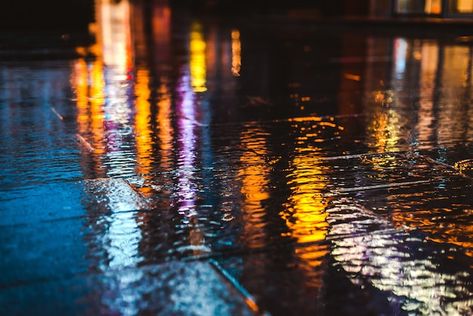 Photo rainy night in a big city, reflect... | Premium Photo #Freepik #photo #car-rain #car-street #car-night #car-road Wet Road, Night Road, Night Reflection, Print Design Trends, Rainy Night, Big Night, Night City, Big City, Light Reflection