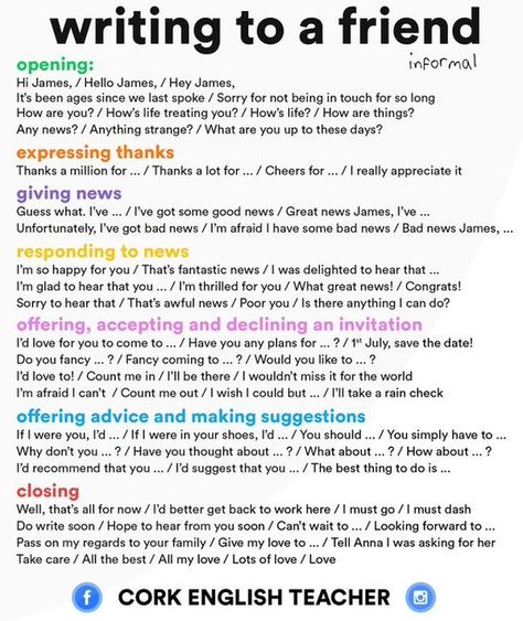 Resultado de imagen de cork english teacher How To Start A Letter To A Friend, Writing Expressions, Words Writing, Ielts Writing, Essay Writing Skills, English Writing Skills, English Writing, English Language Learning, English Phrases