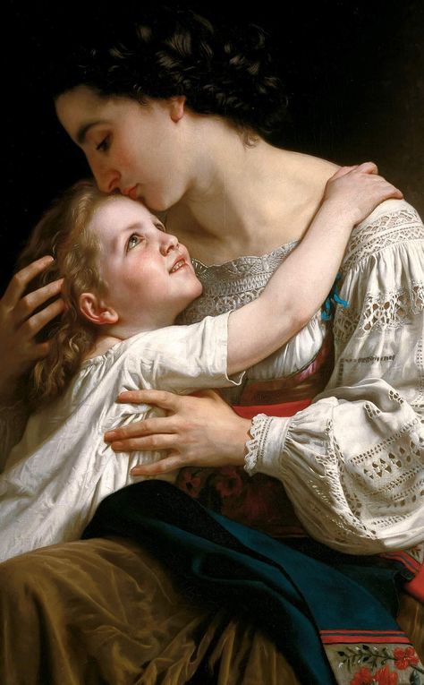 Woman Holding Baby Drawing Reference, Hugues Merle, Mother Child Painting, Mother And Child Drawing, Anna Schneider, Mother And Child Painting, Child Painting, Mother Painting, Motherly Love