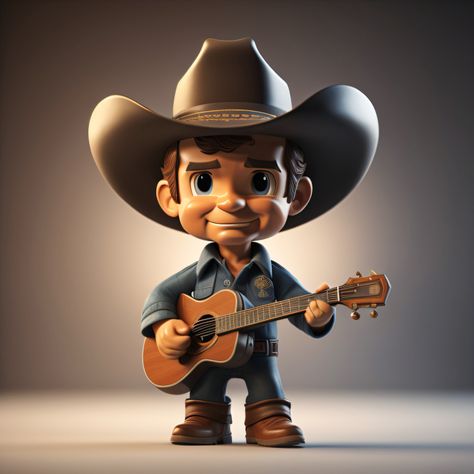 George Strait 3D Rendered Chibi Emo Stickers, George Strait, Cowboy Cowgirl, Cowboy And Cowgirl, Bobble Head, Cute Characters, Cowboy, Illustration Art, Clip Art