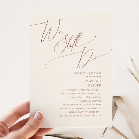 Whimsical Desert | Beige We Still Do Vow Renewal Invitation Renewal Of Vows Invitation, We Still Do, Vow Renewal Photoshoot, Boho Vow Renewal, We Still Do Vow Renewal, Vow Renewal Invitations, Renewal Ceremony, Retro Wedding Invitations, Vow Renewal Ceremony