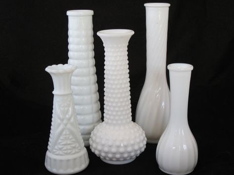 the miri collection Vases For Wedding, Milk Glass Vases, Hobnail Vase, Milk Glass Vase, Unique Centerpieces, Decorative Glass, Glass Vases, Stars And Stripes, Centerpiece Decorations