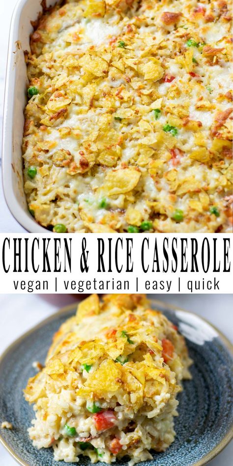 Chicken Stuffing Casserole, Rice Recipes Vegan, Chicken And Rice Casserole, Yummy Casserole Recipes, Vegan Casserole, Chicken Rice Casserole, Vegetarian Chicken, Rice Casserole Recipes, Vegan Rice