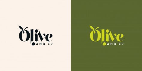 Plant Logo Design, Olive Logo, Typographie Logo, Healthy Logo, Healthy Food Logo, Typography Logo Design, Typo Logo Design, Food Vintage, Plant Logos