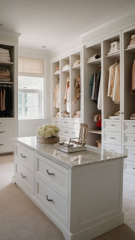 Discover stylish closet design ideas for your walking closet organization Get inspired by modern and aesthetic design layouts including corner wardrobes and small bedroom planning for a sleek and organized space Perfect for men with goals for a contemporary look French Country Walk In Closet, Small Walkin Wardrobe Design, Walkin Closet Design Layout, Walk-in Closet Island Ideas, Women’s Closet, Luxury Walk In Closet Women, Walking Closet Organization, Walk In Closet With Window, Small Walkin Closet Ideas Layout