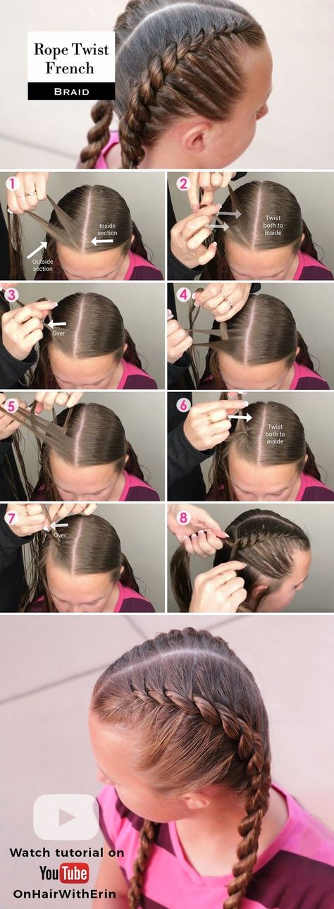 Rope Twist French Braid, Twist French Braid, French Braid Short Hair, French Braiding, French Braids Tutorial, Braiding Your Own Hair, Hairstyle Examples, Hacks Beauty, French Braids