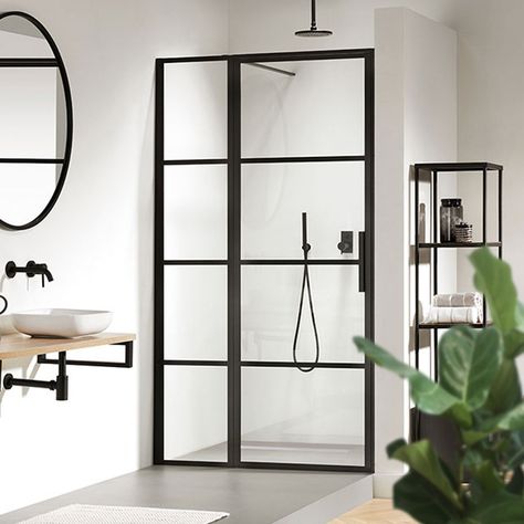 Decina Manhattan Framed Shower Screen. Available in 3 sizes. Adjustable wall to wall. Order online now or call 1300 BDW ONLINE (1300 239 665) En Suite Ideas, Shower Ideas Bathroom, Framed Shower Door, Shower Recess, Restroom Design, Dream Shower, Steam Showers Bathroom, Bathroom Trends, Black Shower