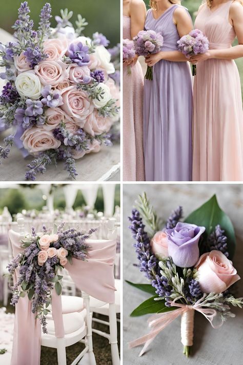 Gorgeous Lavender and Light Pink Wedding Color Ideas That Will Inspire You - Francisca's Bridal Lavender Pink Wedding Theme, Lavender And Rose Wedding, Pink And Purple Wedding Aesthetic, Light Color Wedding Scheme, Light Purple And Pink Wedding, Lavender And Pink Wedding Decorations, Lilac And Pink Wedding Theme, Purple Spring Wedding Ideas, Lavender Purple Wedding Theme