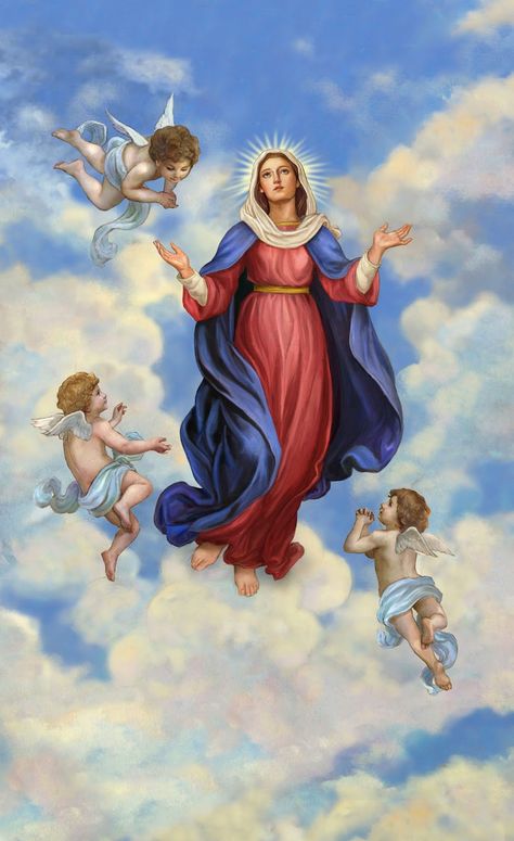 Today, August 15, is the feast of the Assumption of the Blessed Virgin Mary. What does this mean? The Church teaches that “ the i... Virgin Mary Picture, Mary Jesus Mother, Mother Mary Pictures, Assumption Of Mary, Jesus Mother, Virgin Mary Art, Mother Mary Images, Blessed Mary, Catholic Pictures