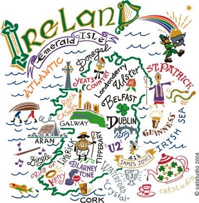 Ireland map Ireland Souvenirs, Rock Of Cashel, King Sized Bed, Blarney Stone, Grafton Street, Irish Dancing, Colorful Graphics, Trinity College, Irish Sea